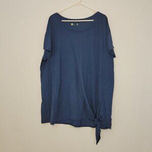 526. Xersion Short Sleeve Blouse Blue Sz 3X